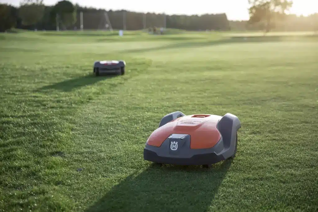 Robot mowers on a golf course