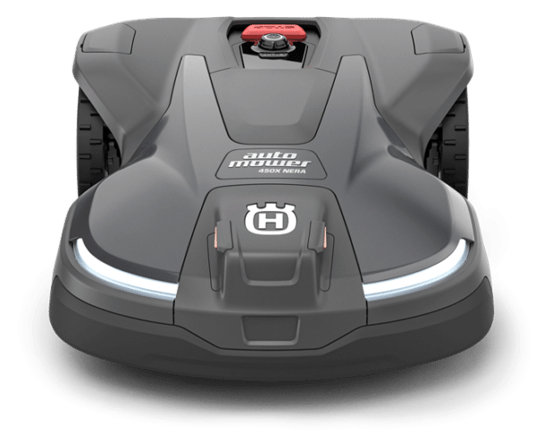 husqvarna 450x nera robot lawn mower with LED headlights on